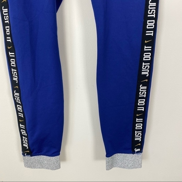 NIKE One Icon Clash Cuff 7/8 Tights Leggings Blue Size Small Running Workout - Picture 4 of 9